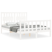 vidaXL fehér tömör fa ágykeret fejtámlával 140 x 190 cm (3192407) ágy és ágykellék