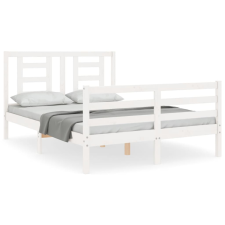 vidaXL fehér tömör fa ágykeret fejtámlával 140 x 190 cm (3194682) ágy és ágykellék