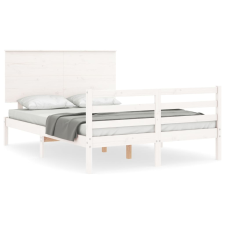 vidaXL fehér tömör fa ágykeret fejtámlával 140 x 190 cm (3195202) ágy és ágykellék