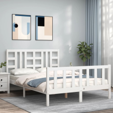 vidaXL fehér tömör fa ágykeret fejtámlával 140 x 200 cm ágy és ágykellék