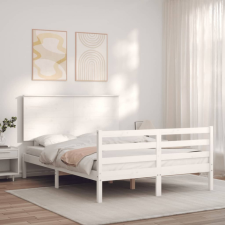 vidaXL fehér tömör fa ágykeret fejtámlával 140 x 200 cm ágy és ágykellék