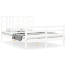 vidaXL fehér tömör fa ágykeret fejtámlával 140 x 200 cm (3193922) ágy és ágykellék