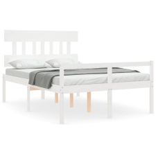 vidaXL fehér tömör fa ágykeret fejtámlával 140 x 200 cm (3195417) ágy és ágykellék