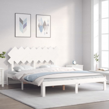 vidaXL fehér tömör fa ágykeret fejtámlával 160 x 200 cm ágy és ágykellék