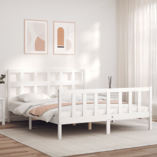 vidaXL fehér tömör fa ágykeret fejtámlával 160 x 200 cm ágy és ágykellék