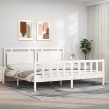 vidaXL fehér tömör fa ágykeret fejtámlával 180 x 200 cm ágy és ágykellék