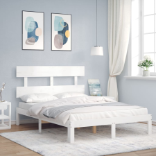 vidaXL fehér tömör fa ágykeret fejtámlával 4FT Small Double ágy és ágykellék