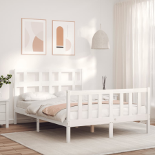 vidaXL fehér tömör fa ágykeret fejtámlával 4FT Small Double ágy és ágykellék