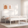 vidaXL fehér tömör fa ágykeret fejtámlával 5FT King Size