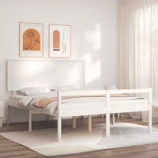 vidaXL fehér tömör fa ágykeret fejtámlával 5FT King Size ágy és ágykellék