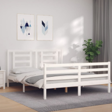 vidaXL fehér tömör fa ágykeret fejtámlával 5FT King Size ágy és ágykellék