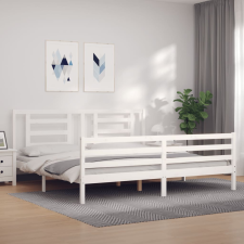 vidaXL fehér tömör fa ágykeret fejtámlával 6FT Super King Size ágy és ágykellék