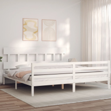 vidaXL fehér tömör fa ágykeret fejtámlával 6FT Super King Size ágy és ágykellék