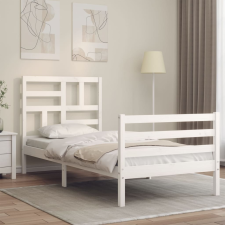 vidaXL fehér tömör fa ágykeret fejtámlával 90 x 200 cm ágy és ágykellék