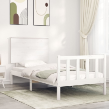 vidaXL fehér tömör fa ágykeret fejtámlával 90 x 200 cm ágy és ágykellék