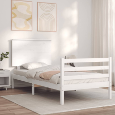 vidaXL fehér tömör fa ágykeret fejtámlával 90 x 200 cm ágy és ágykellék