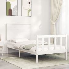 vidaXL fehér tömör fa ágykeret fejtámlával 90 x 200 cm ágy és ágykellék