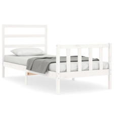 vidaXL fehér tömör fa ágykeret fejtámlával 90 x 200 cm (3191892) ágy és ágykellék