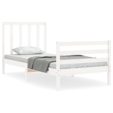 vidaXL fehér tömör fa ágykeret fejtámlával 90 x 200 cm (3193777) ágy és ágykellék
