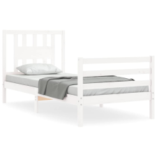 vidaXL fehér tömör fa ágykeret fejtámlával 90 x 200 cm (3194557) ágy és ágykellék