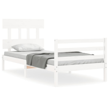 vidaXL fehér tömör fa ágykeret fejtámlával 90 x 200 cm (3195142) ágy és ágykellék