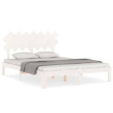 vidaXL fehér tömör fa ágykeret fejtámlával King Size (3193732) ágy és ágykellék