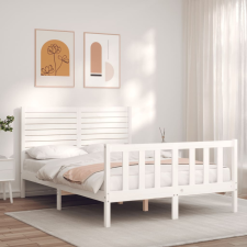 vidaXL fehér tömör fa ágykeret fejtámlával Small Double ágy és ágykellék
