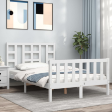 vidaXL fehér tömör fa ágykeret fejtámlával Small Double ágy és ágykellék