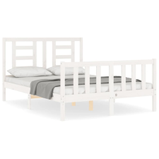 vidaXL fehér tömör fa ágykeret fejtámlával Small Double (3192852) - Ágyak és ágykeretek ágy és ágykellék