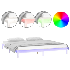 vidaXL fehér tömör fa ágykeret LED-világítással 160 x 200 cm (820617) ágy és ágykellék