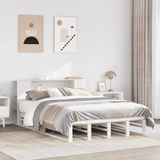 vidaXL fehér tömör fa könyvespolcos ágy matrac nélkül 140 x 190 cm ágy és ágykellék