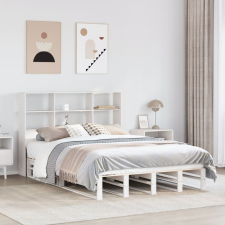 vidaXL fehér tömör fa könyvespolcos ágy matrac nélkül 140 x 200 cm ágy és ágykellék