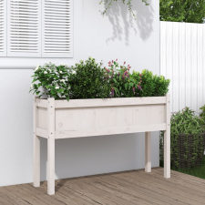 vidaXL fehér tömör fenyő kerti virágláda 110 x 31 x 70 cm kerti tárolás