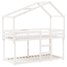 vidaXL fehér tömör fenyőfa ágy emelettel és tetővel 75 x 190 cm ágy és ágykellék