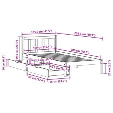 vidaXL fehér tömör fenyőfa ágy matrac nélkül 100 x 200 cm ágy és ágykellék