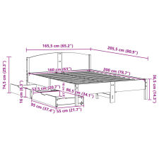 vidaXL fehér tömör fenyőfa ágy matrac nélkül 160 x 200 cm ágy és ágykellék