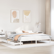 vidaXL fehér tömör fenyőfa ágy matrac nélkül 200 x 200 cm ágy és ágykellék