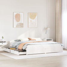 vidaXL fehér tömör fenyőfa ágy matrac nélkül 200 x 200 cm ágy és ágykellék