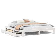 vidaXL fehér tömör fenyőfa ágy matrac nélkül 200 x 200 cm (3308988) ágy és ágykellék