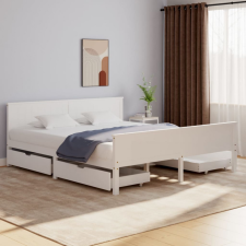vidaXL fehér tömör fenyőfa ágykeret 180 x 200 cm 4 fiókkal ágy és ágykellék