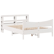 vidaXL fehér tömör fenyőfa ágykeret fejtámlával 140 x 190 cm (3306316) ágy és ágykellék