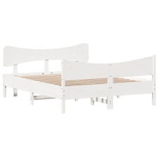 vidaXL fehér tömör fenyőfa ágykeret fejtámlával 160 x 200 cm (3216376) ágy és ágykellék
