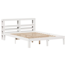 vidaXL fehér tömör fenyőfa ágykeret fejtámlával 160 x 200 cm (3306052) ágy és ágykellék