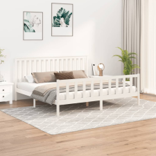 vidaXL fehér tömör fenyőfa ágykeret fejtámlával 200 x 200 cm ágy és ágykellék