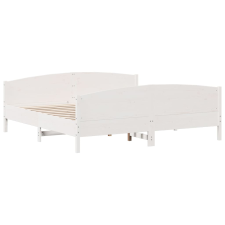 vidaXL fehér tömör fenyőfa ágykeret fejtámlával 200 x 200 cm (3216162) ágy és ágykellék