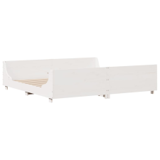 vidaXL fehér tömör fenyőfa ágykeret fejtámlával 200 x 200 cm (3302271) ágy és ágykellék