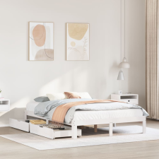 vidaXL fehér tömör fenyőfa ágykeret fiókokkal 150 x 200 cm ágy és ágykellék