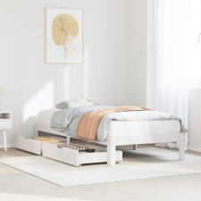 vidaXL fehér tömör fenyőfa ágykeret fiókokkal 90 x 190 cm ágy és ágykellék