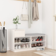 vidaXL fehér tömör fenyőfa cipőszekrény 110 x 34 x 61 cm bútor