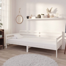 vidaXL Fehér tömör fenyőfa dívány matraccal 90 x 200 cm ágy és ágykellék